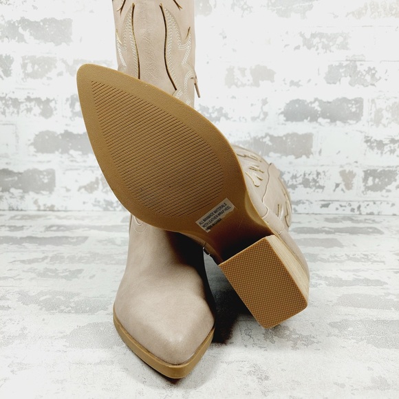 NEW Dolce Vita Karda Tan Western Stitch Block Heel Pointed Toe Tall Boots K393 - Picture 8 of 12